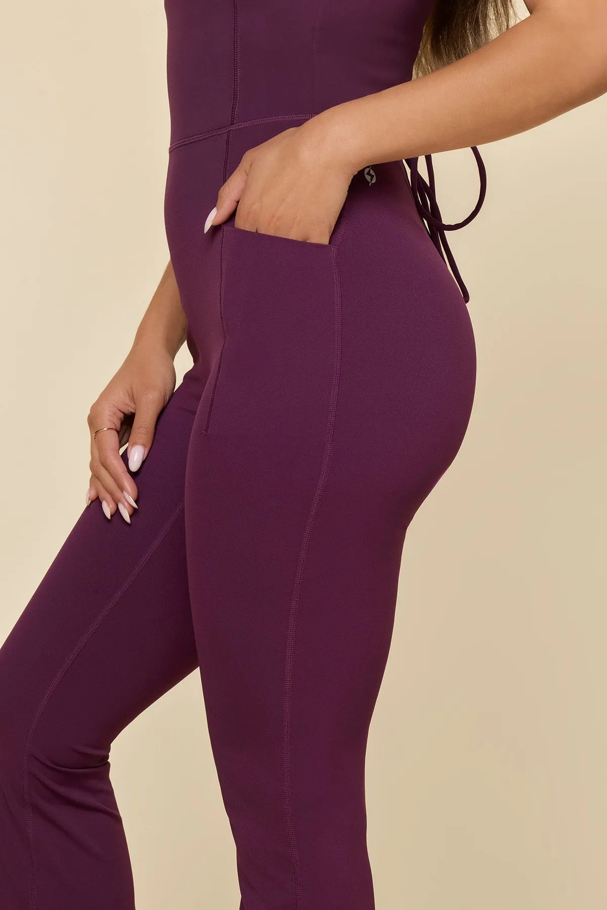 Cinch Up Flare Jumpsuit - Winter Plum sold by POPFLEX product image thumbnail 3