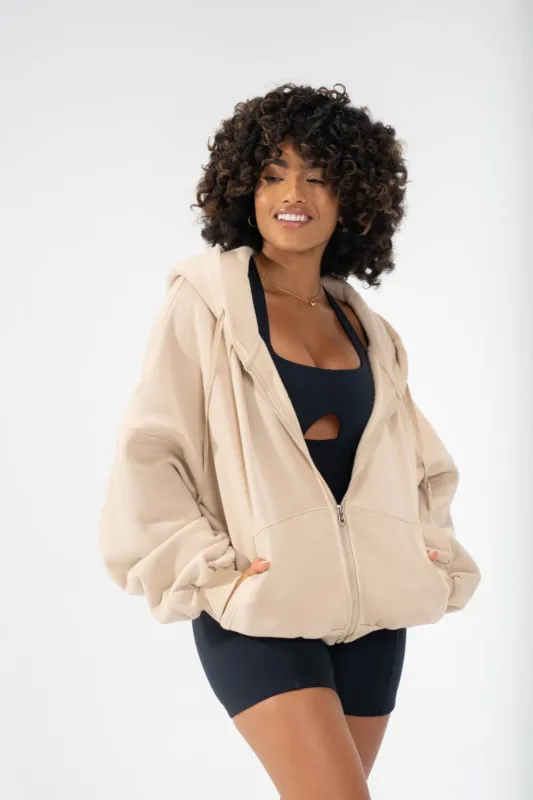 Zip Cloud Hoodie - Sand sold by POPFLEX