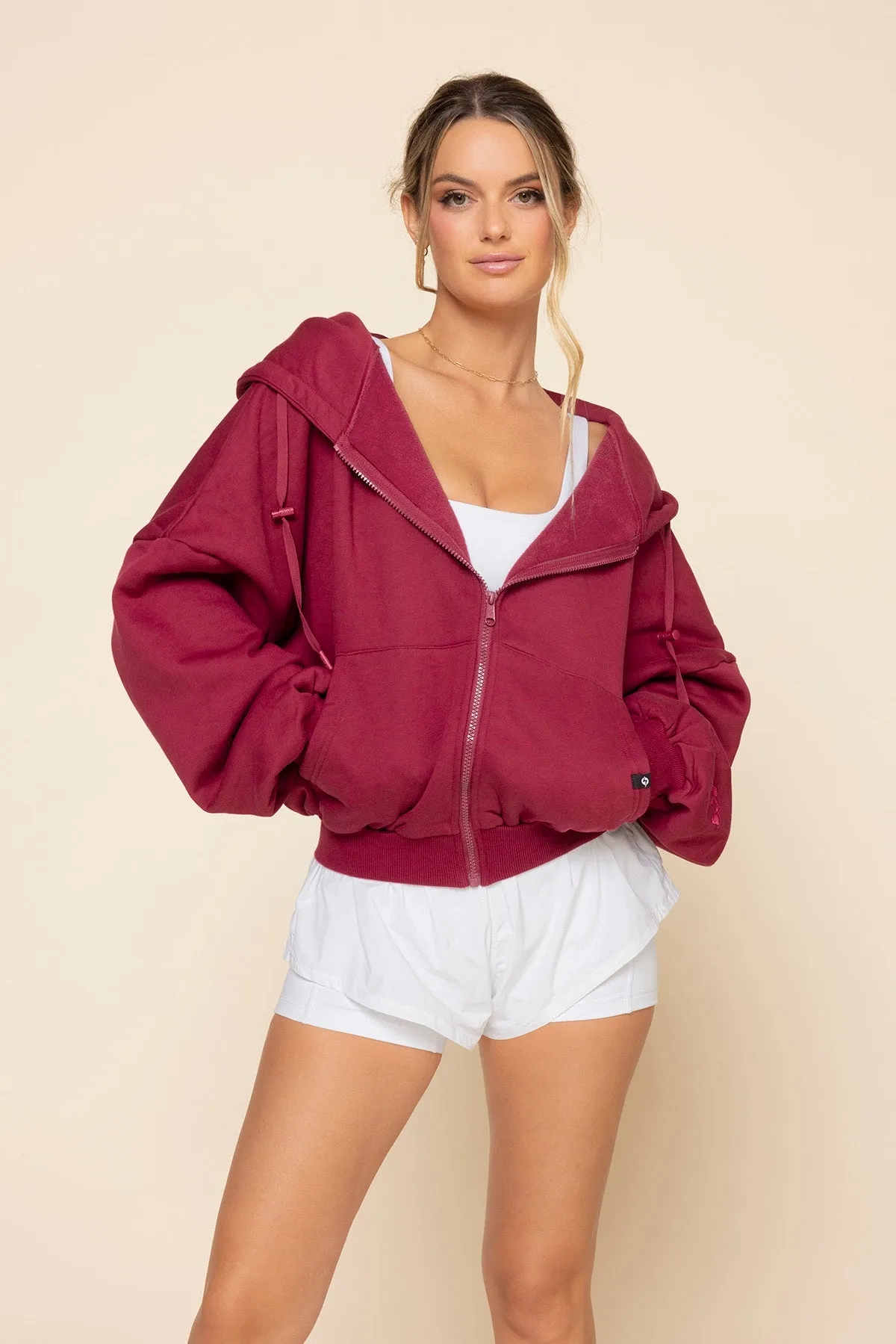 Zip Cloud Hoodie - Ruby sold by POPFLEX