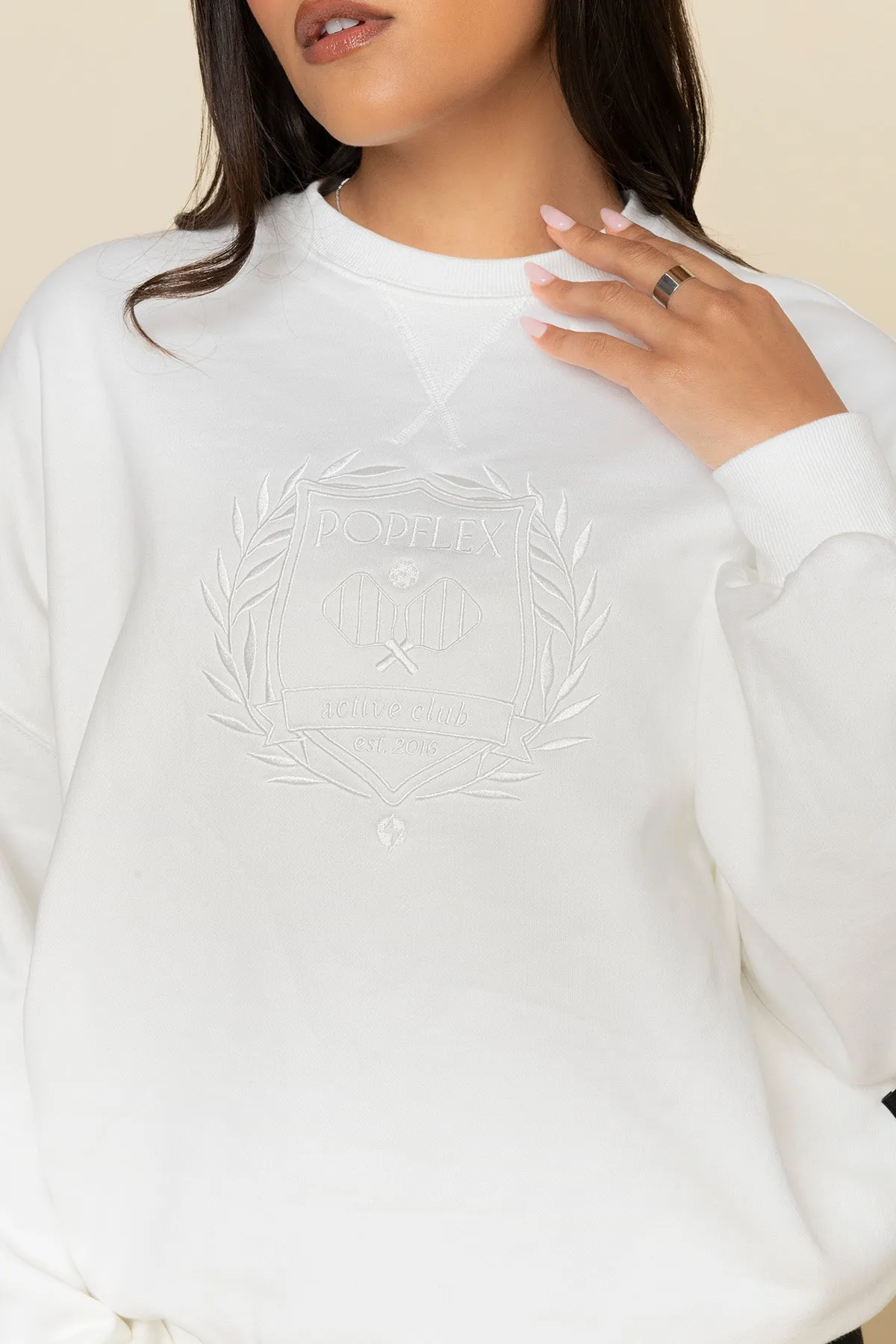 POPFLEX® Active Club Cloud Crewneck Sweater - White sold by POPFLEX product image thumbnail 3