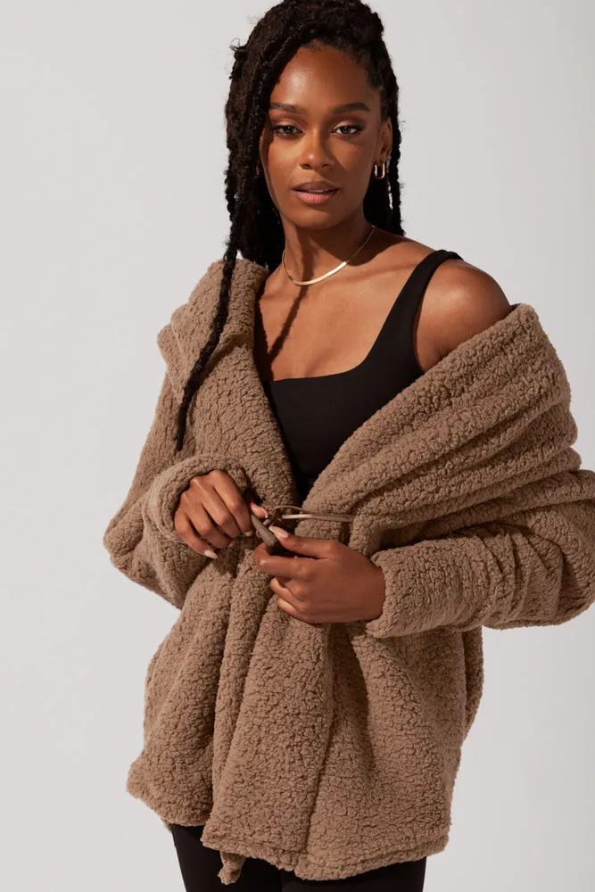 Faux Sherpa Cocoon Coat - Teddy Bear Brown sold by POPFLEX product image thumbnail 2