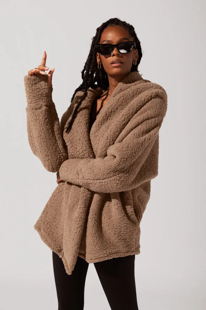 Faux Sherpa Cocoon Coat - Teddy Bear Brown sold by POPFLEX product image thumbnail 5