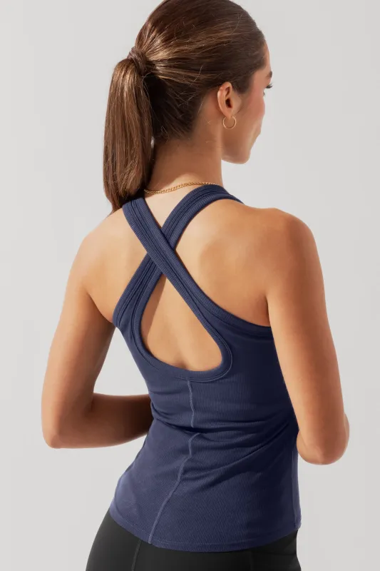 Not Your Typical Tank (Built-in Bra) - Cosmic Navy sold by POPFLEX