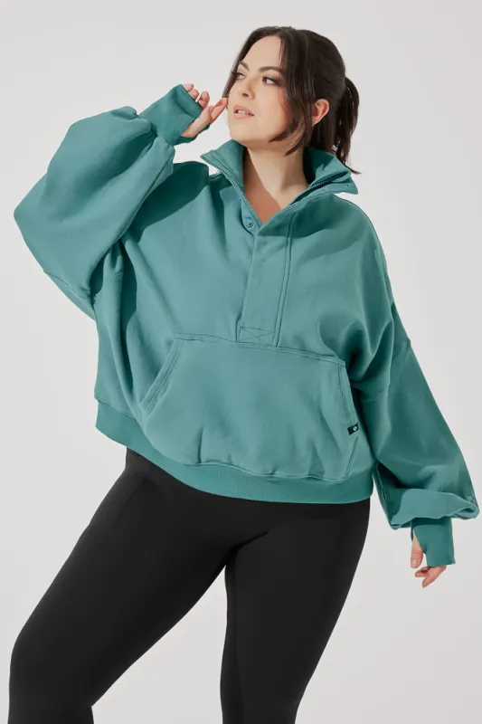 Ooey Gooey Half Zip Sweater - Turquoise sold by POPFLEX