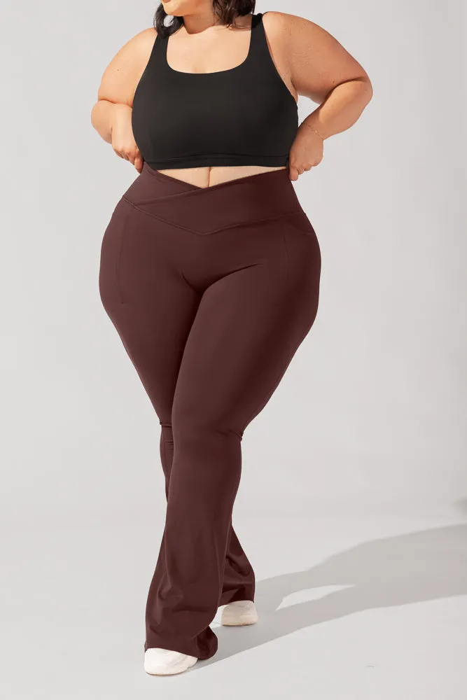 Crisscross Hourglass® Flared Legging with Pockets - French Roast sold by POPFLEX