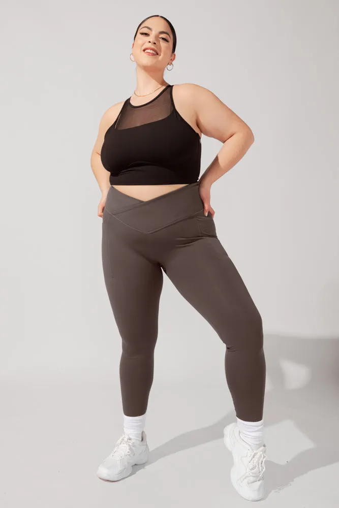 Crisscross Hourglass® Leggings with Pockets (Pet Hair Resistant) - Cold Brew sold by POPFLEX product image thumbnail 4