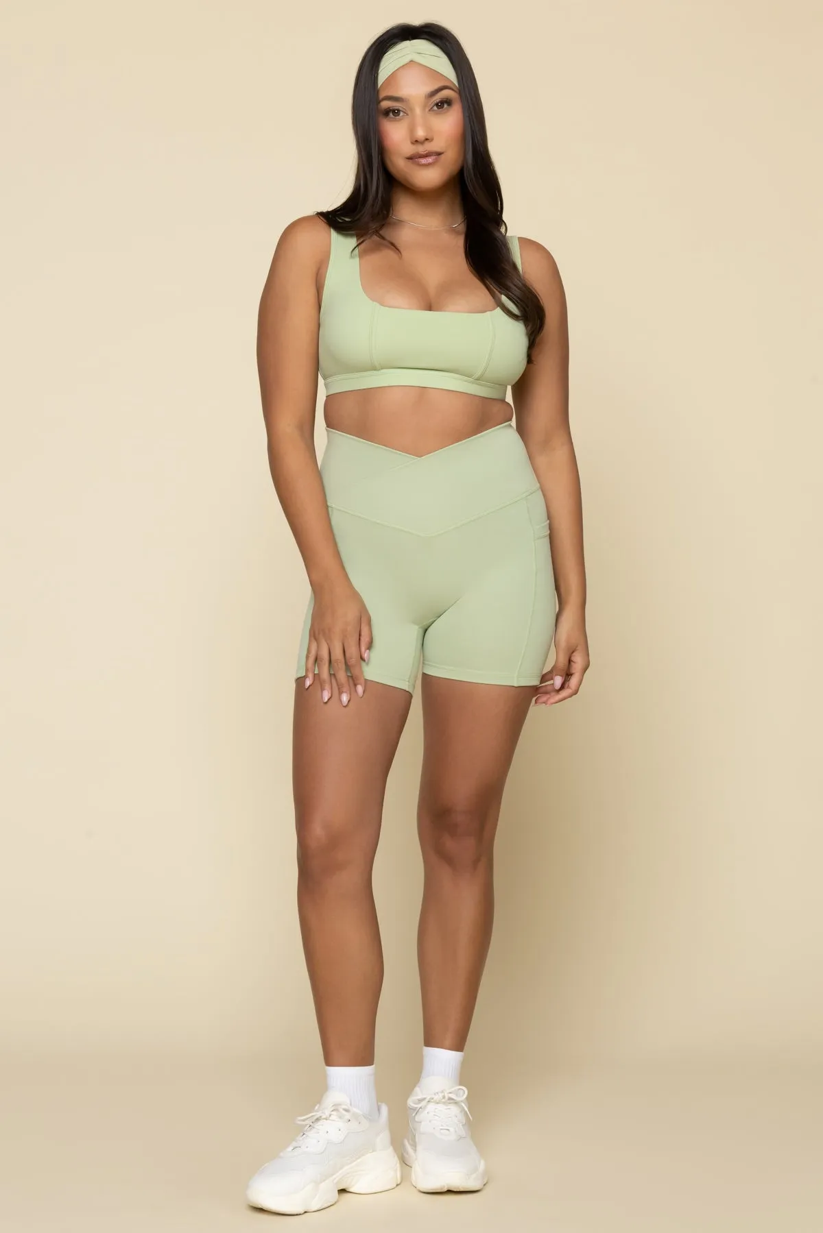 Crisscross Hourglass® Midi Short with Pockets - Pistachio sold by POPFLEX product image thumbnail 2