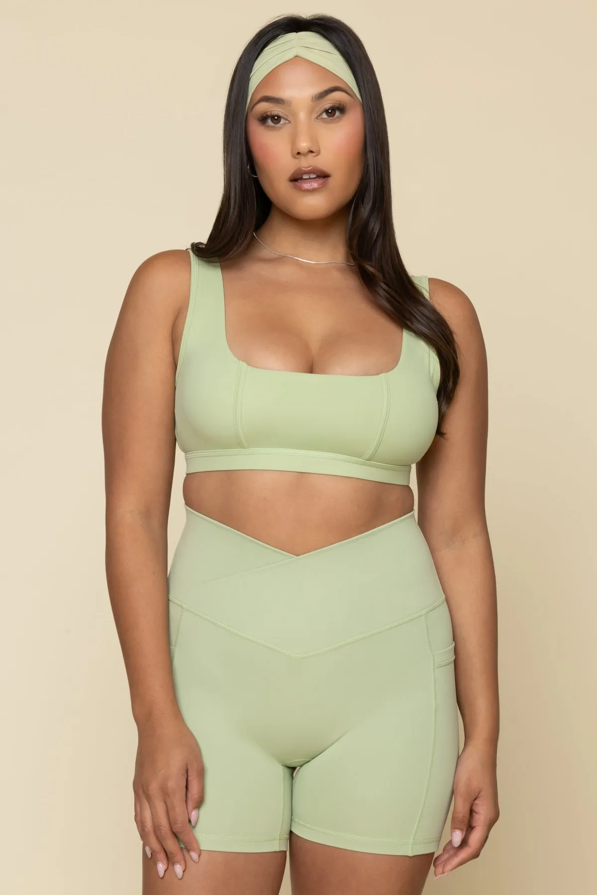 Crisscross Hourglass® Midi Short with Pockets - Pistachio sold by POPFLEX product image thumbnail 5