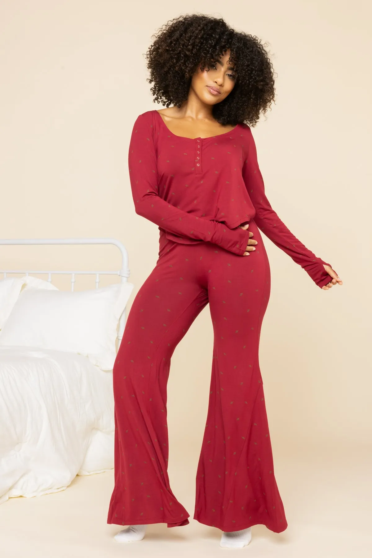Deep Sleep Bell Bottoms - Cranberry sold by POPFLEX product image thumbnail 4
