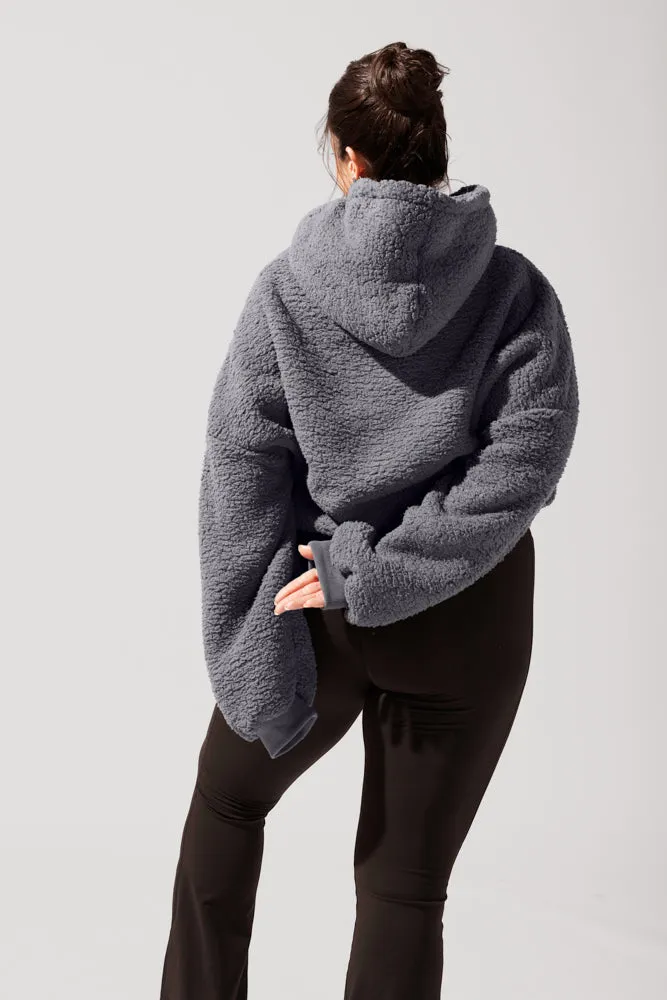 Faux Sherpa Pullover Cloud Hoodie - Cool Grey sold by POPFLEX product image thumbnail 2