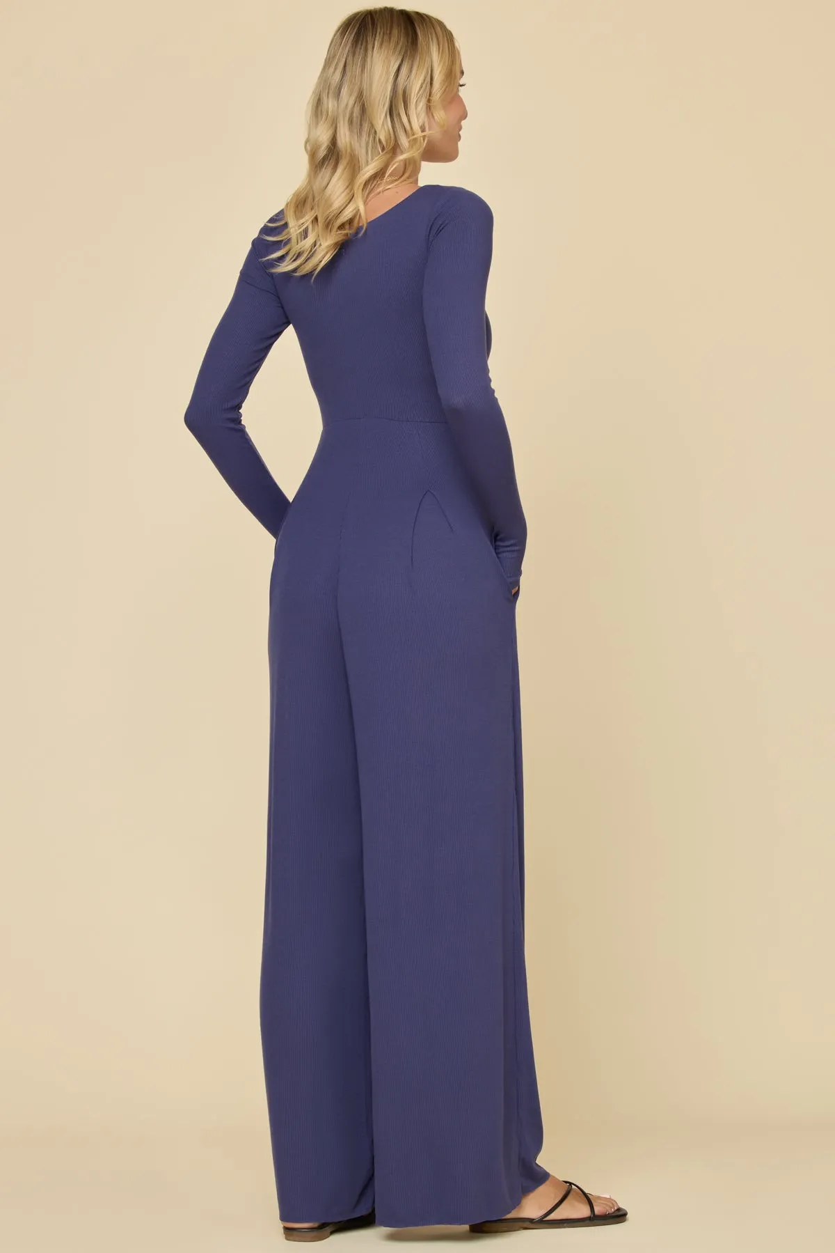 Go With The Flow Long Sleeve Jumpsuit - Patriot Blue sold by POPFLEX product image thumbnail 4