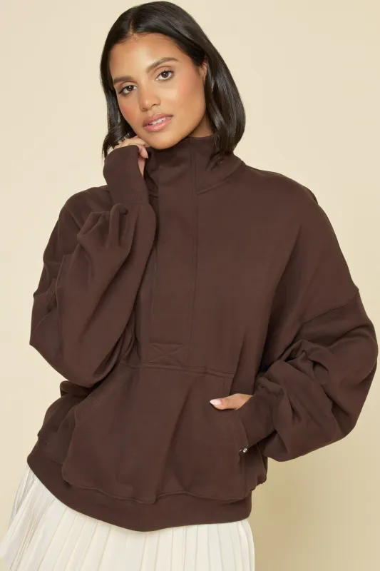 Ooey Gooey Half Zip Sweater - Ganache sold by POPFLEX