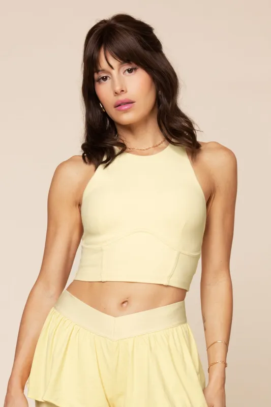 Cleo Corset Crop Bralette - Buttercream sold by POPFLEX