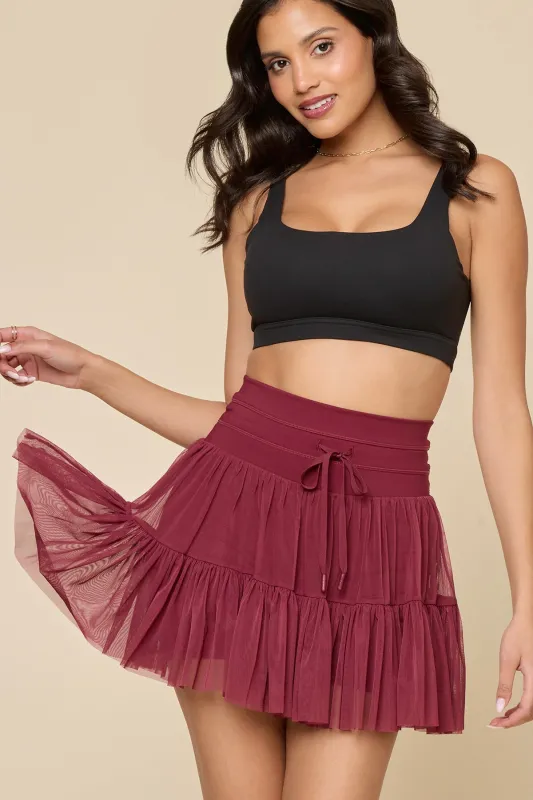 Pirouette Skort (Longer) - Crimson sold by POPFLEX