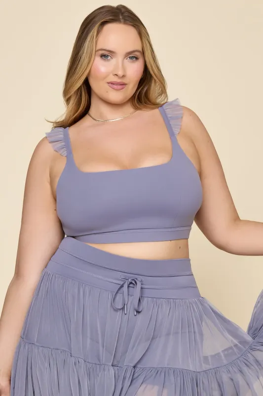Romance Mesh Ruffle Bra - Blue Mist sold by POPFLEX