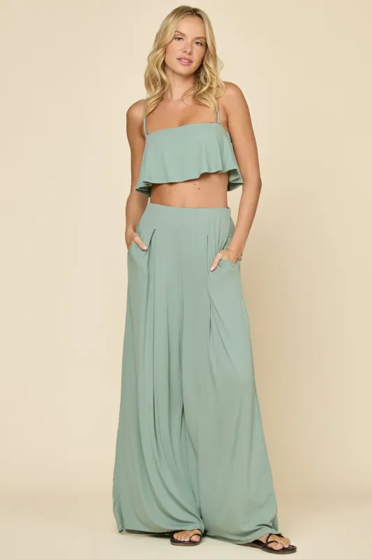 Go With The Flow Crop Top - Evening Moss made by POPFLEX