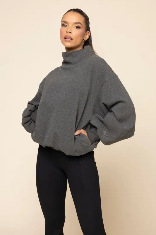 Ooey Gooey Mockneck Sweatshirt - Charcoal Heather made by POPFLEX