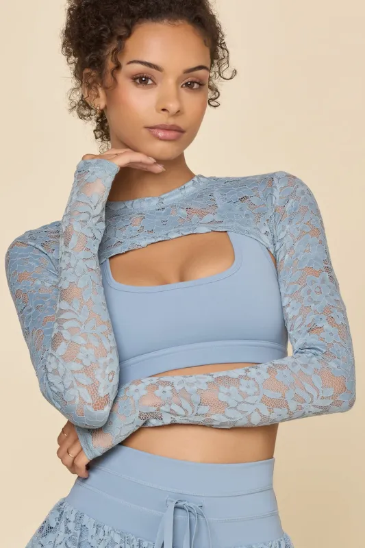 Lace Relevé Shrug - Blue Storm made by POPFLEX