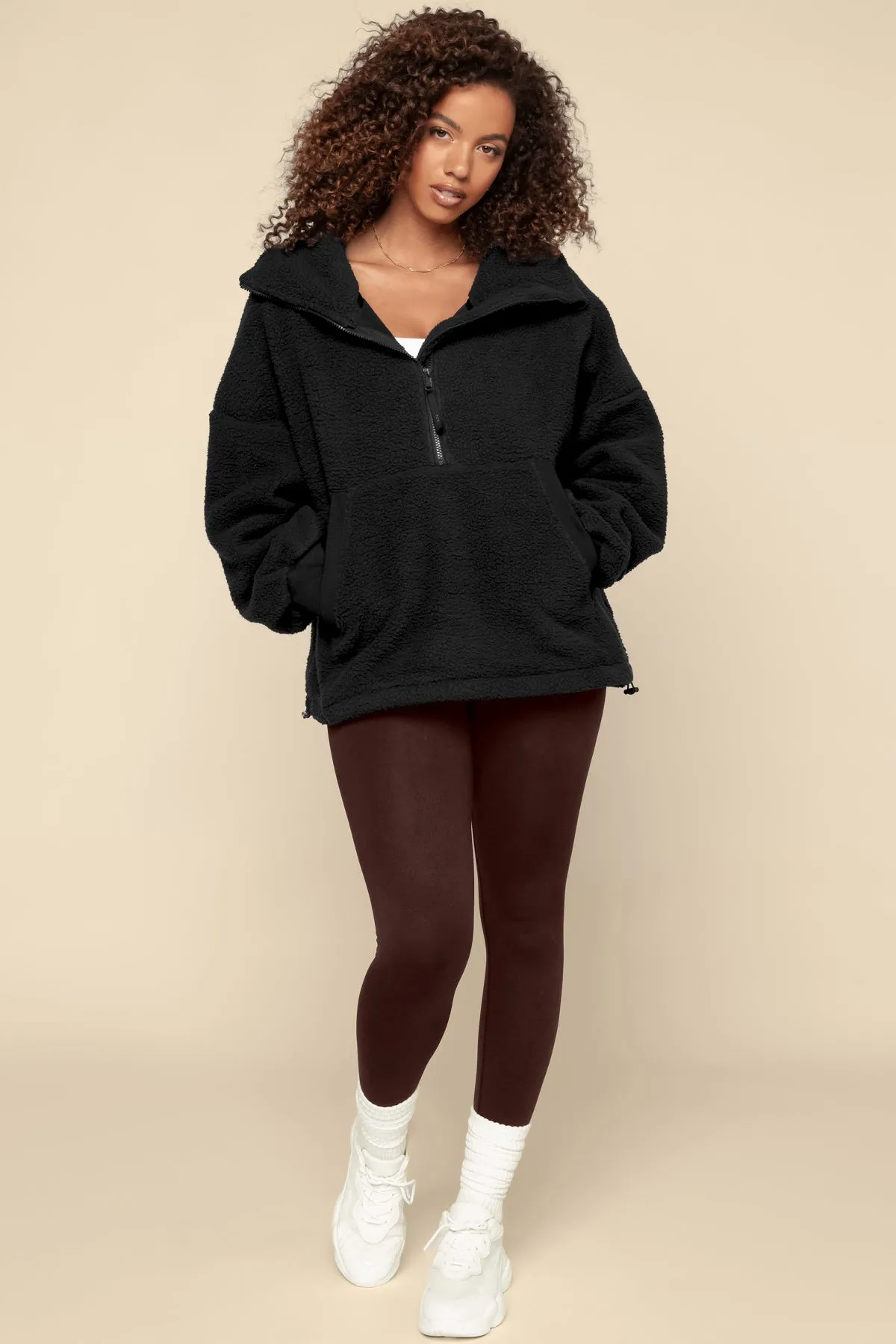 Big Hug Fleece Half Zip Sweater - Black sold by POPFLEX product image thumbnail 4