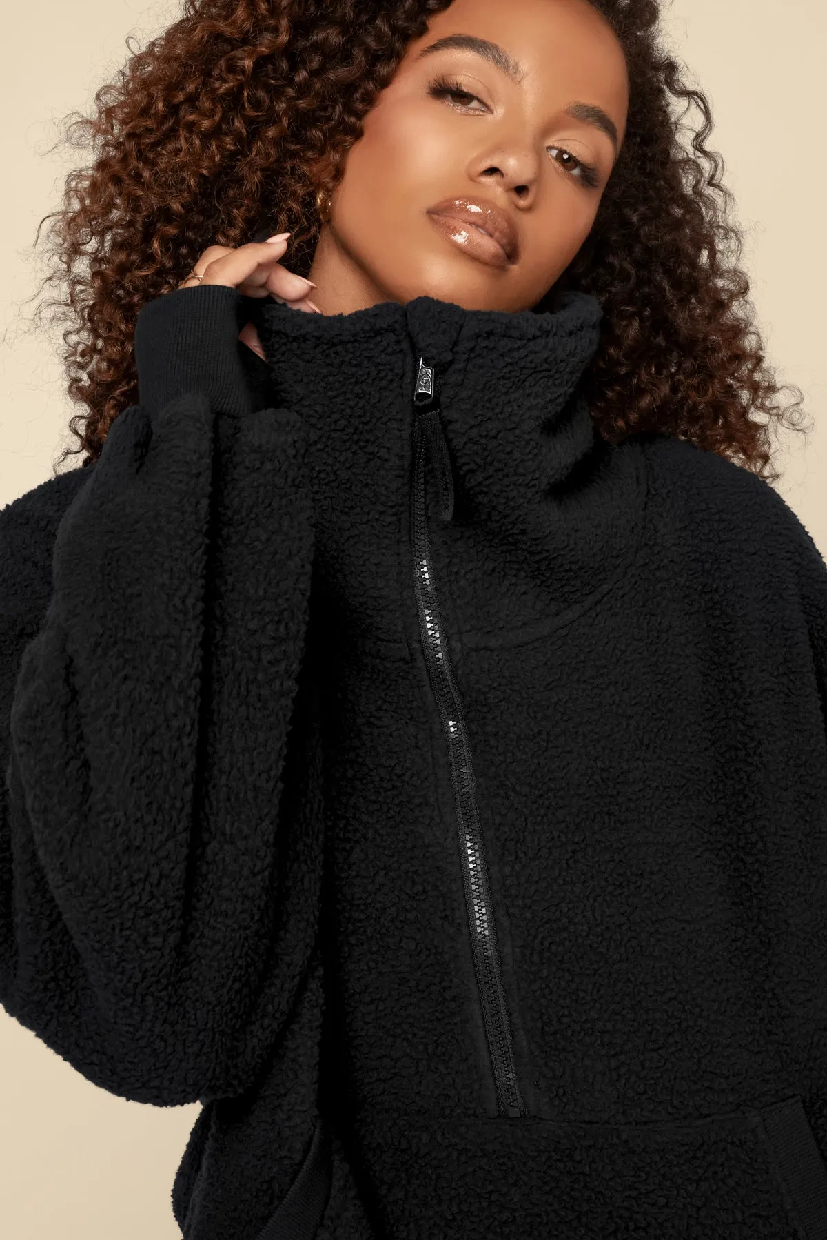 Big Hug Fleece Half Zip Sweater - Black sold by POPFLEX product image thumbnail 5