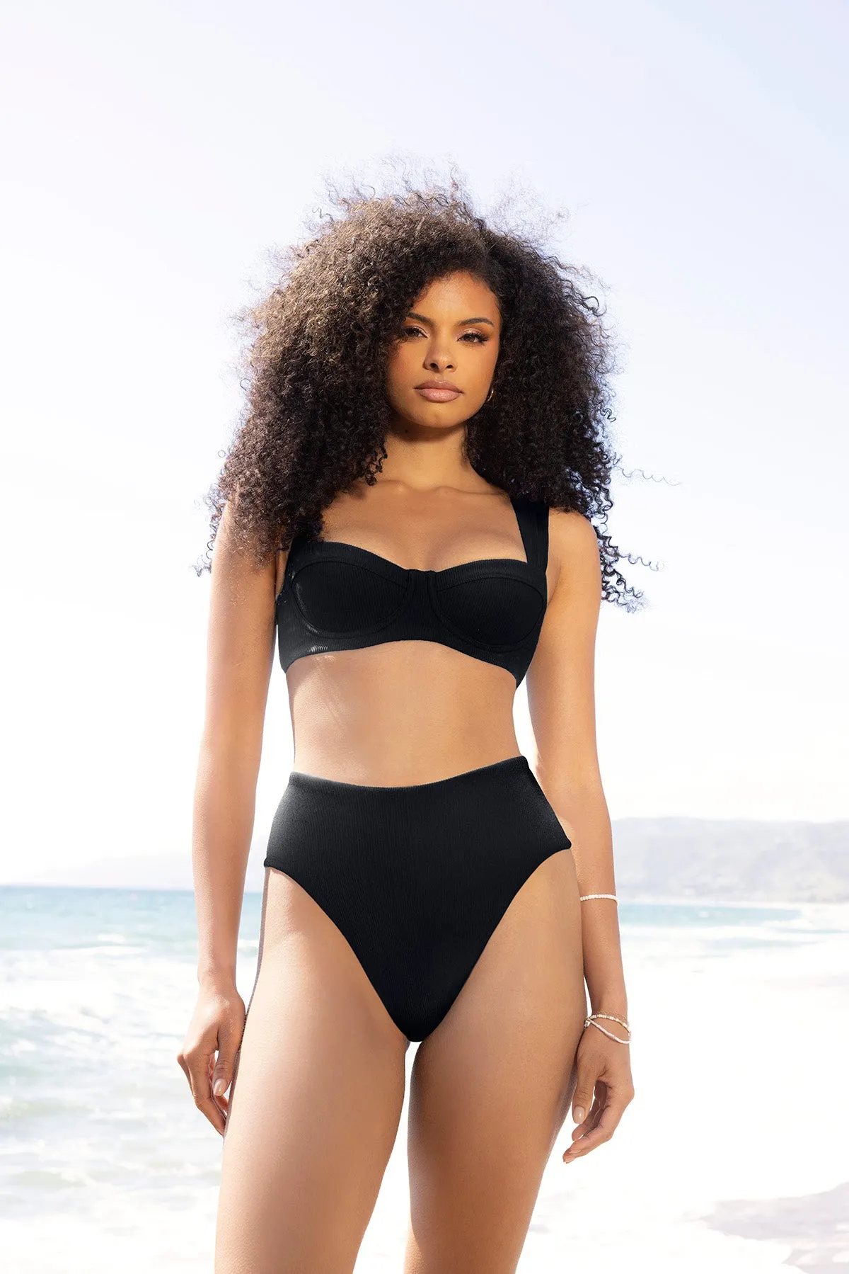 High Tide Cheeky Bikini Bottoms (Ribbed) - Black sold by POPFLEX product image thumbnail 3
