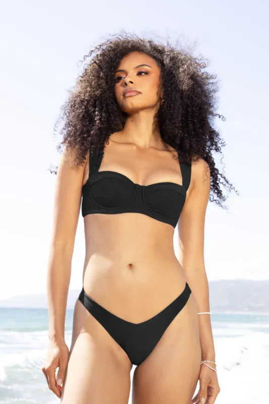 Boardwalk Bombshell Bikini Top - Black Rib made by POPFLEX