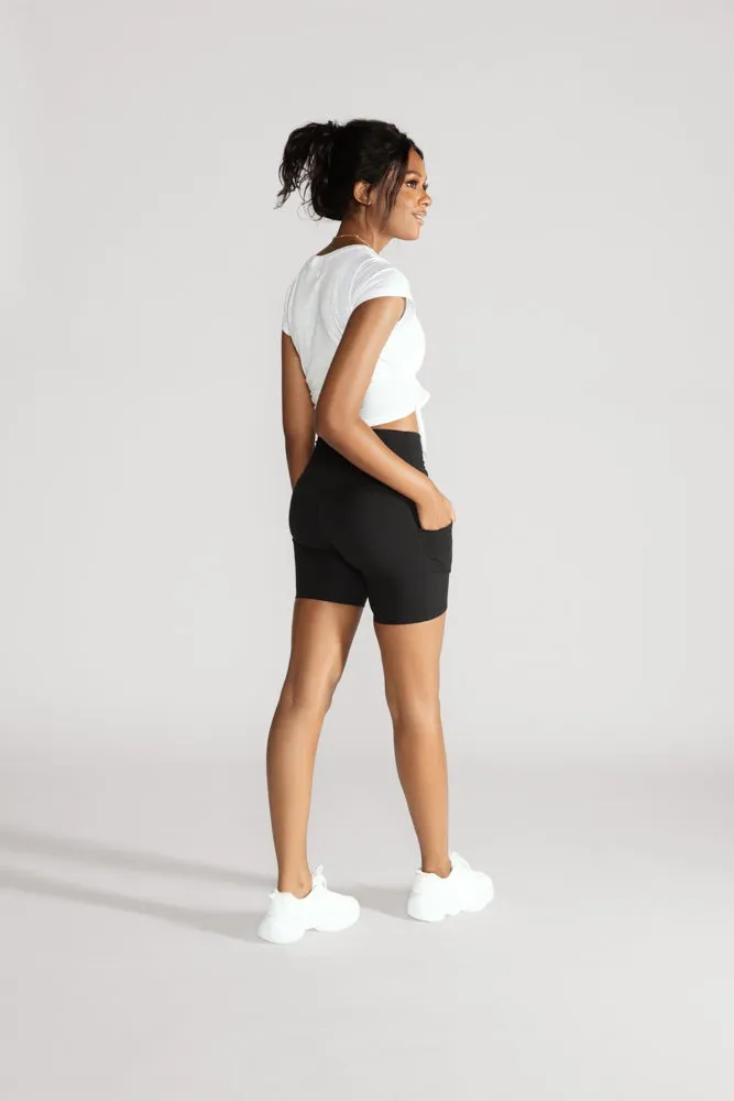 Crisscross Hourglass® Biker Short with Pockets - Black sold by POPFLEX product image thumbnail 4