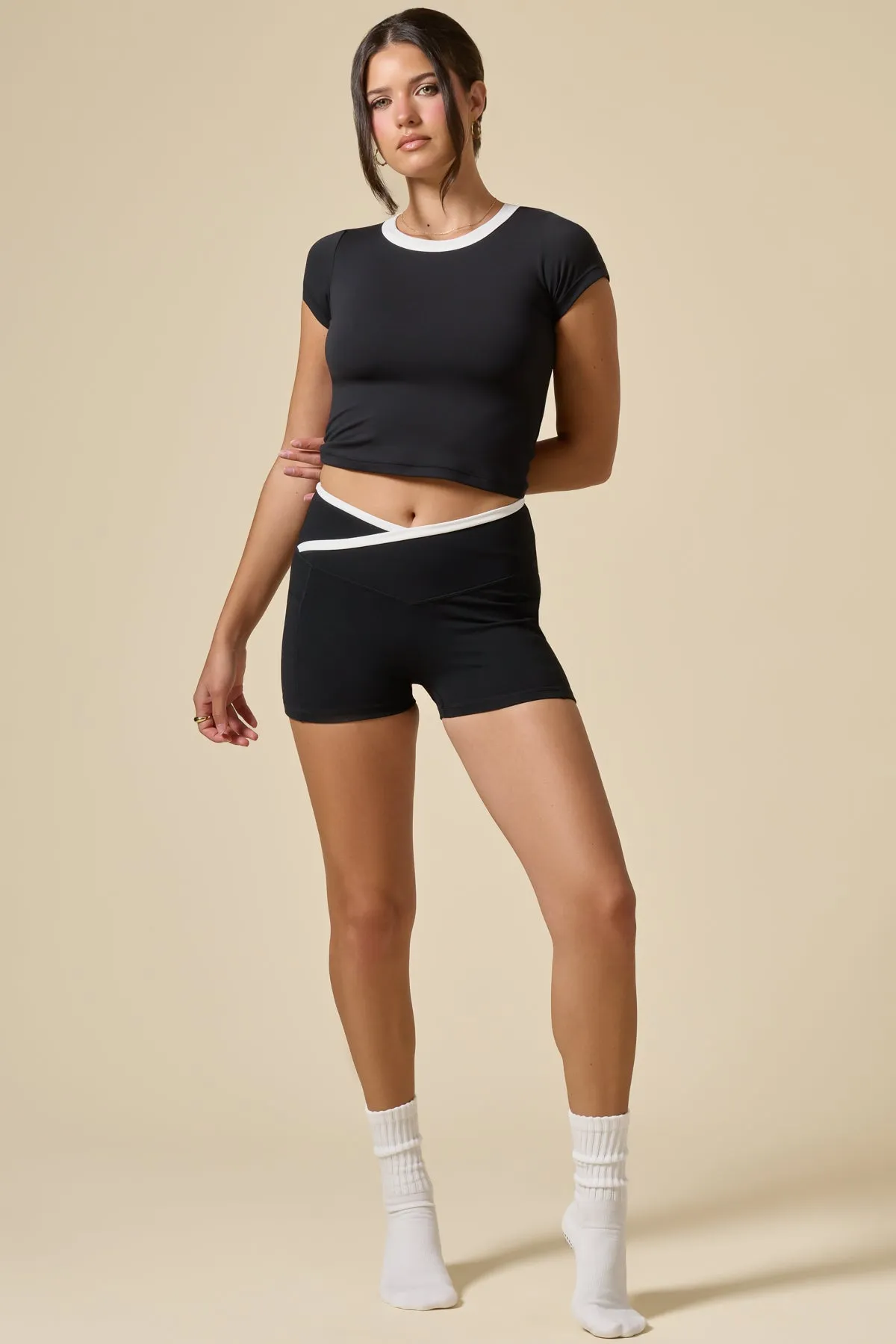 Crisscross Hourglass® Booty Short with Pockets - Black Contrast sold by POPFLEX product image thumbnail 4