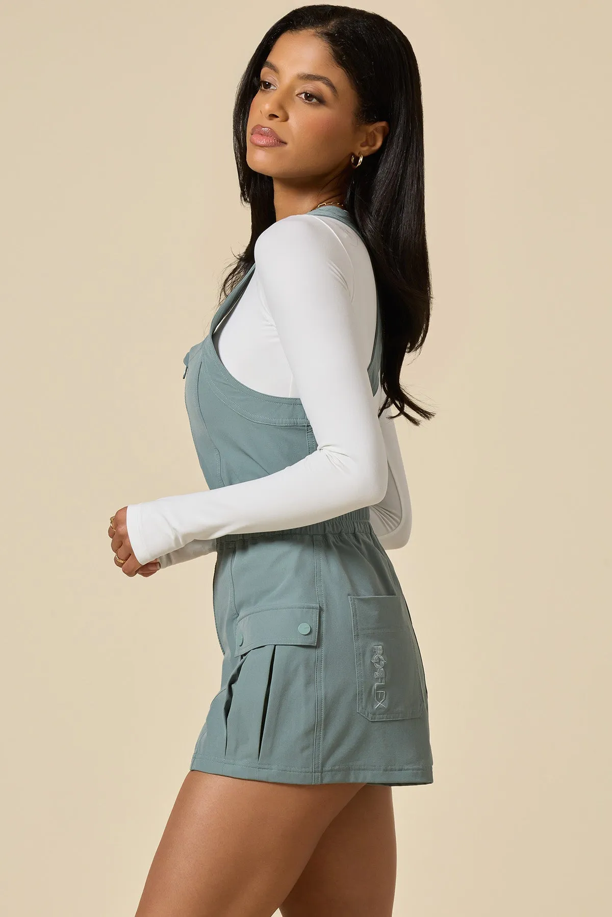 Take a Hike Shortalls - Fog Green sold by POPFLEX product image thumbnail 2