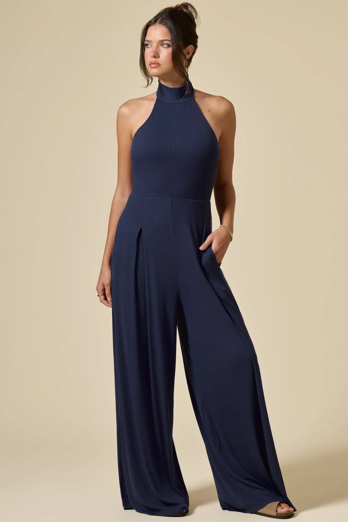 Mockneck Go With The Flow Jumpsuit - True Navy sold by POPFLEX product image thumbnail 5