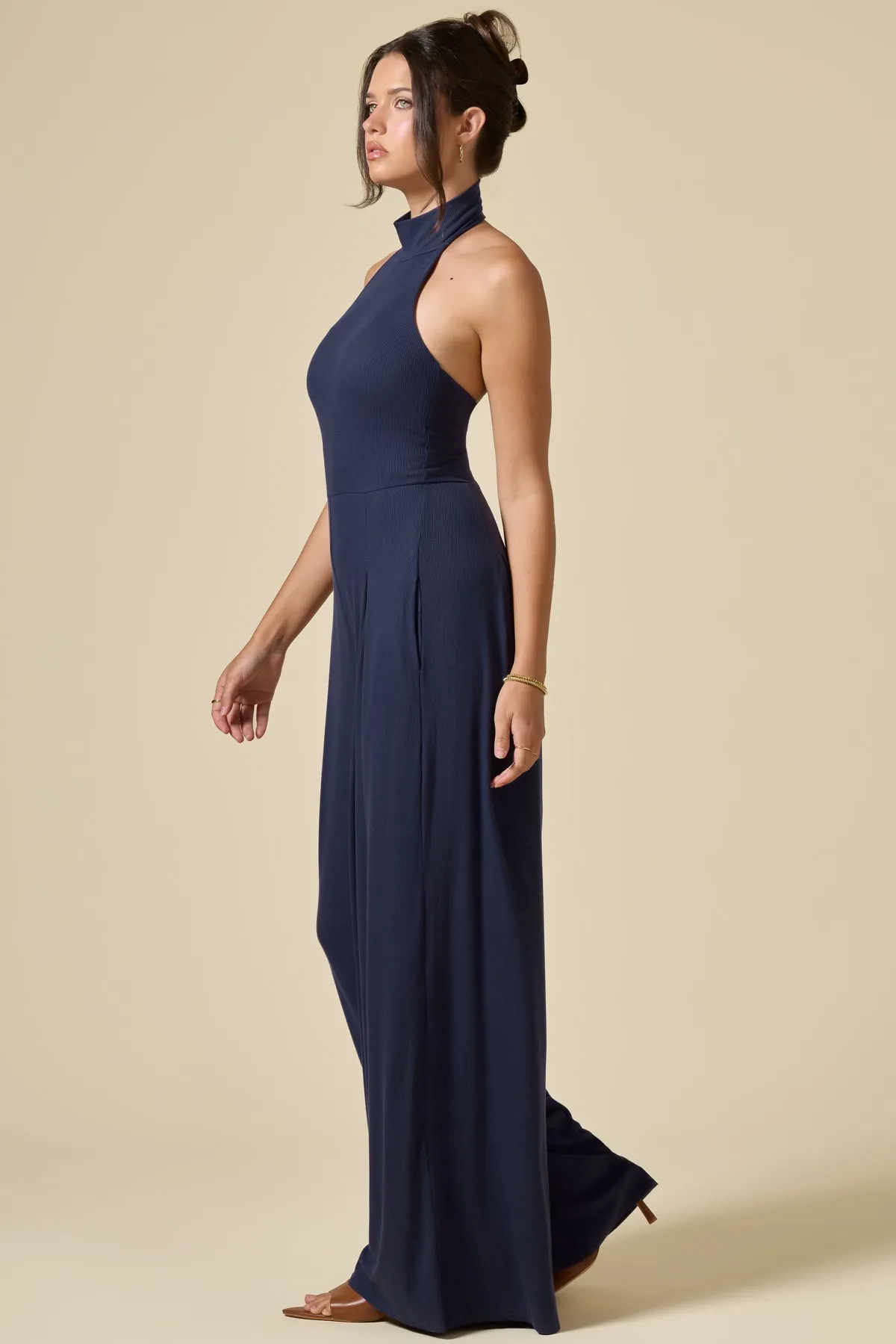 Mockneck Go With The Flow Jumpsuit - True Navy sold by POPFLEX product image thumbnail 3