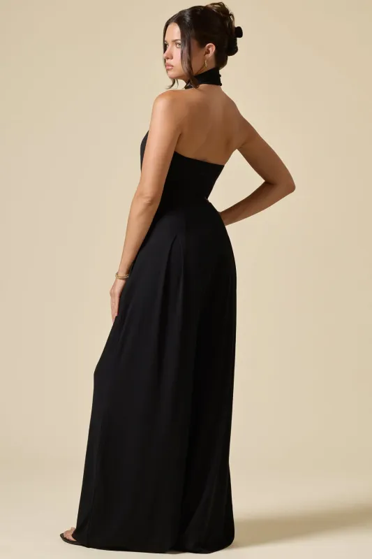 Mockneck Go With The Flow Jumpsuit - Black made by POPFLEX