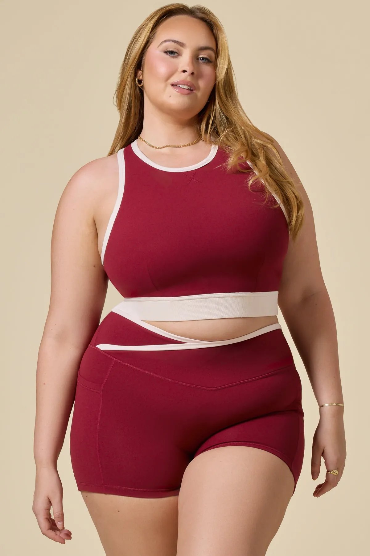 Crisscross Hourglass® Booty Short - Ruby Contrast sold by POPFLEX product image thumbnail 2