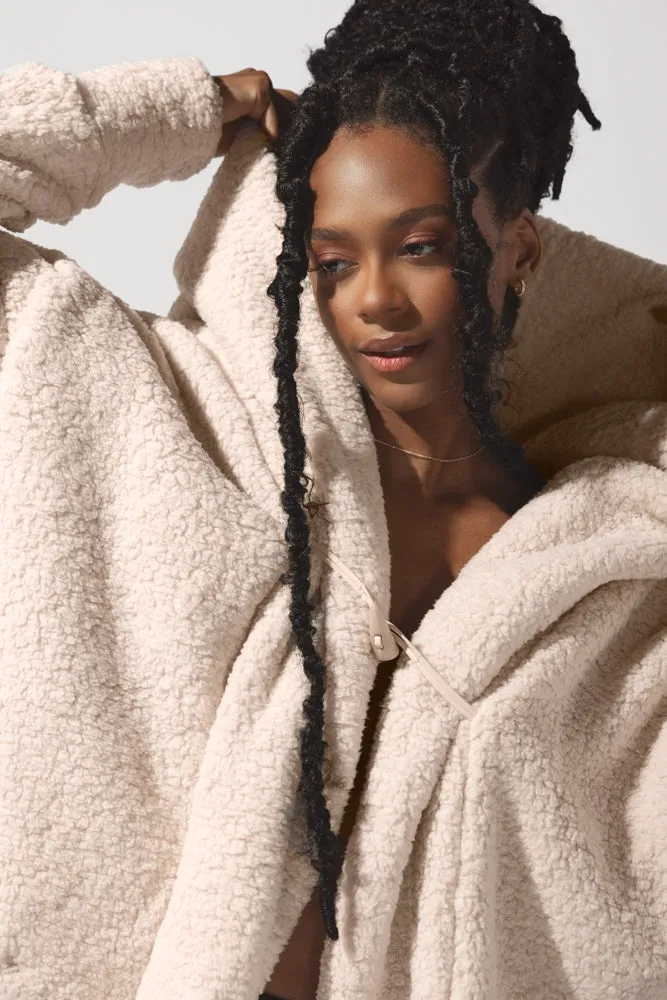 Faux Sherpa Cocoon Coat - Taupe sold by POPFLEX