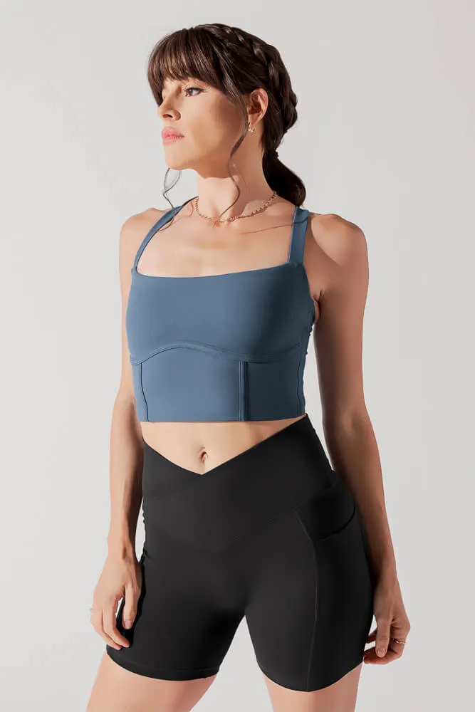 Daphne Corset Crop Top - Indigo Teal sold by POPFLEX