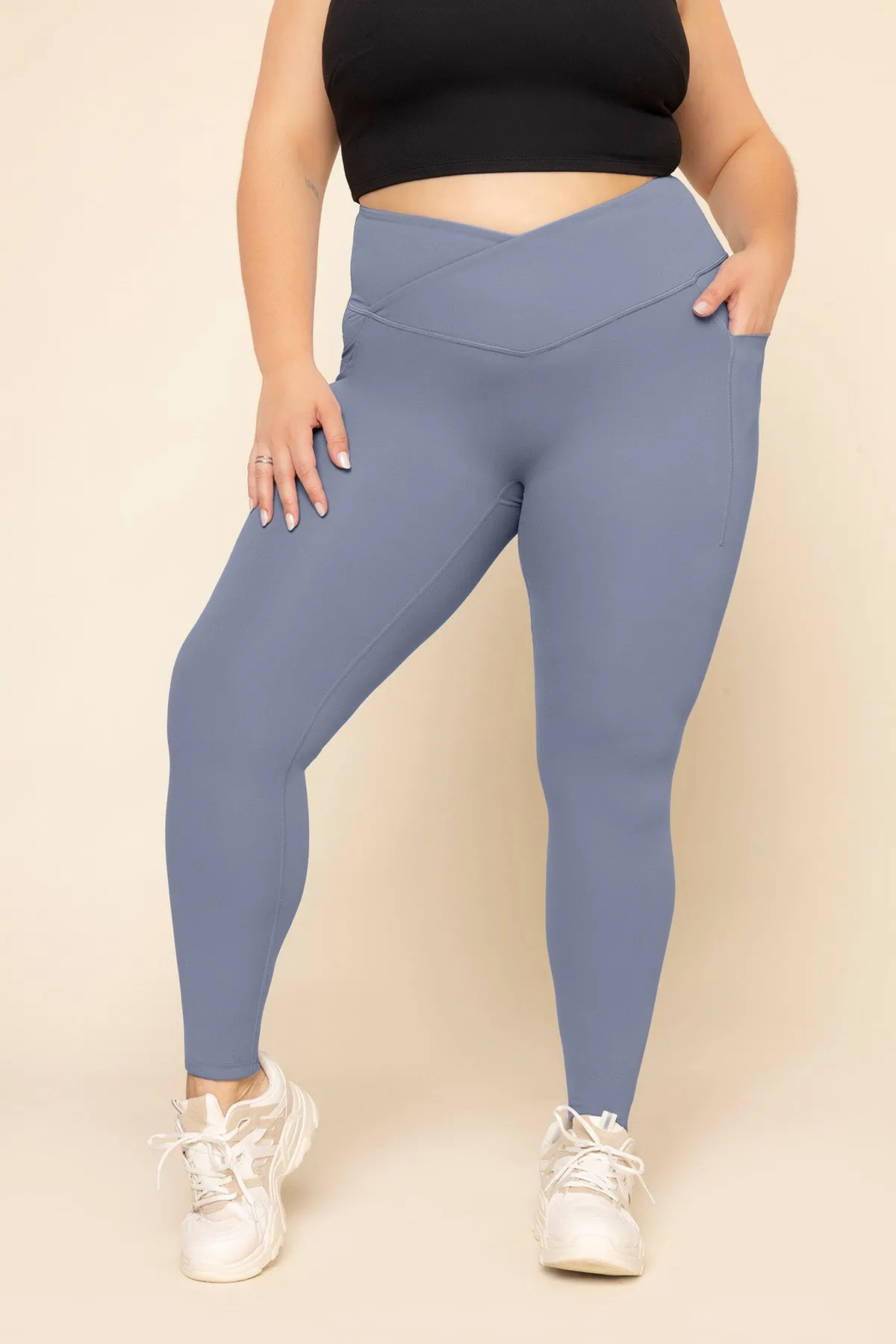 Crisscross Hourglass® Legging with Pockets - Blue Mist sold by POPFLEX product image thumbnail 5