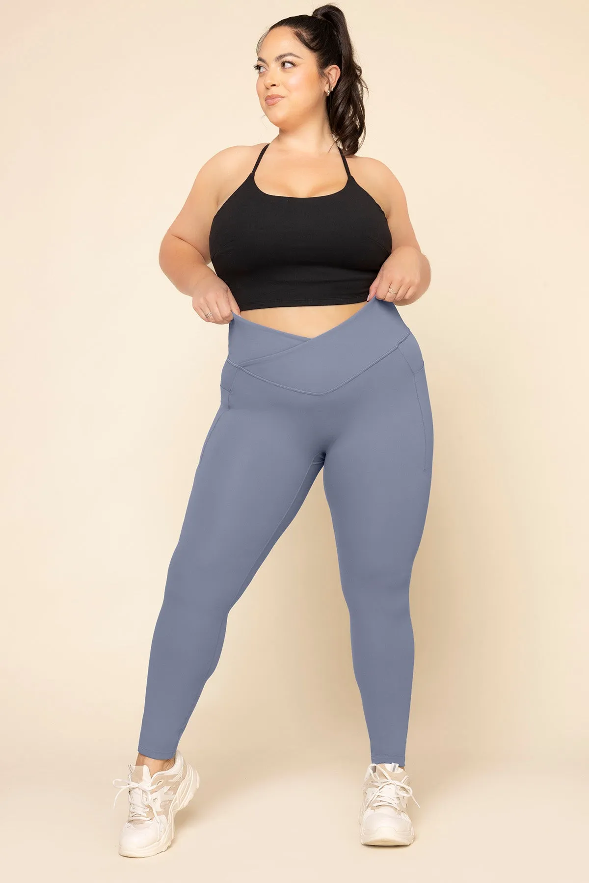 Crisscross Hourglass® Legging with Pockets - Blue Mist sold by POPFLEX product image thumbnail 3