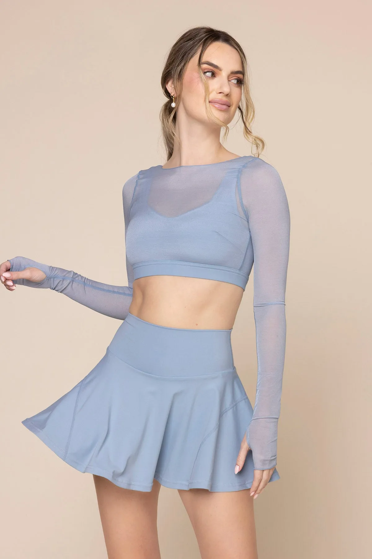 Coquette Long Sleeve Mesh Bra - Blue Storm sold by POPFLEX product image thumbnail 5