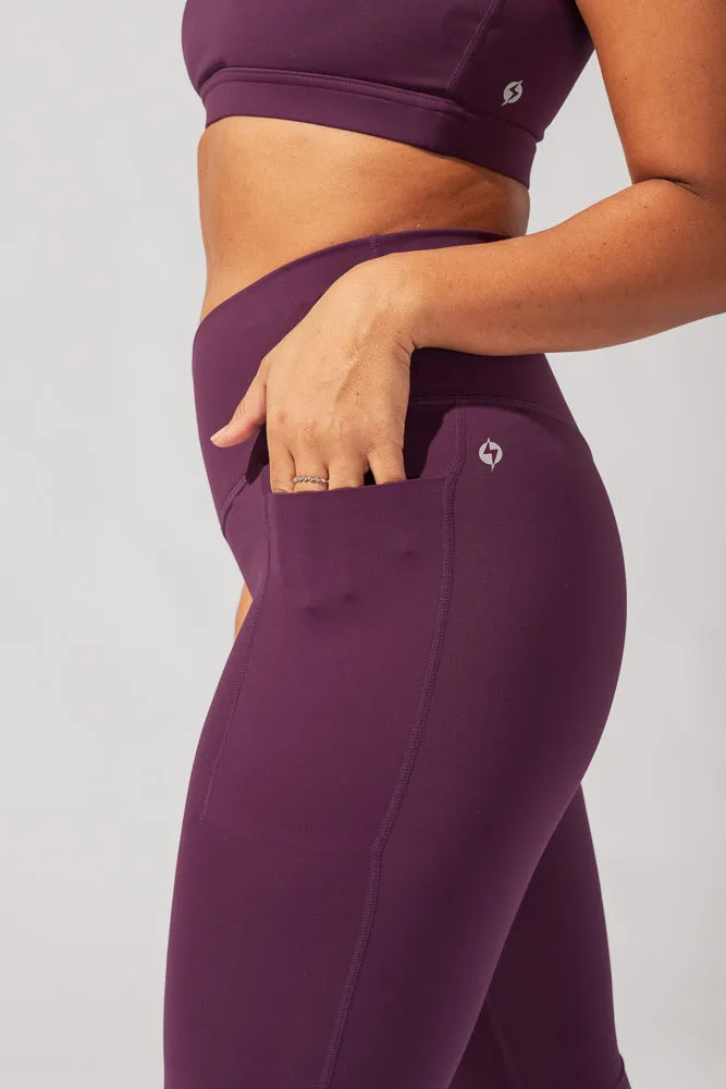 Crisscross Hourglass® Flared Legging with Pockets - Winter Plum sold by POPFLEX product image thumbnail 4