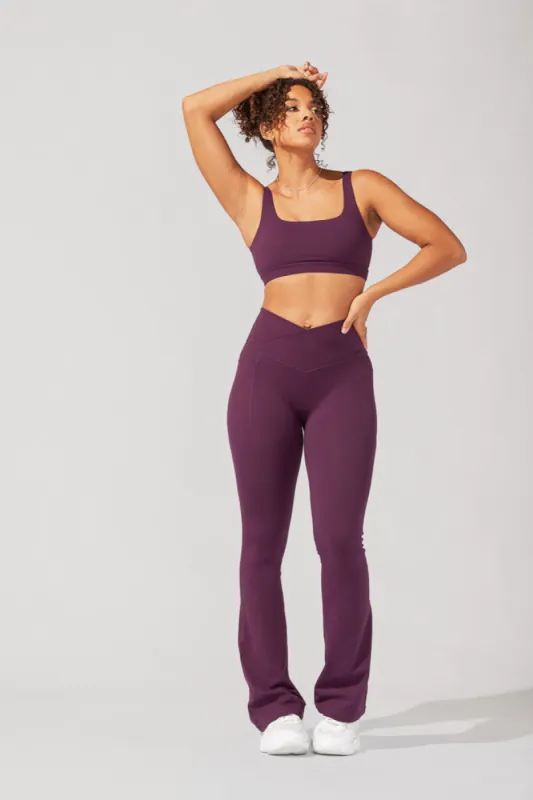 Crisscross Hourglass® Flared Leggings with Pockets - Winter Plum sold by POPFLEX