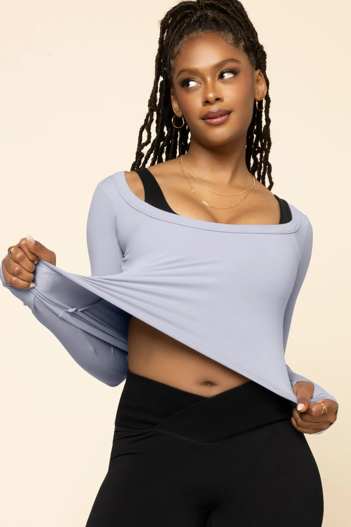 Your Favorite Reversible Long Sleeve Top (Cropped) - Country Blue sold by POPFLEX