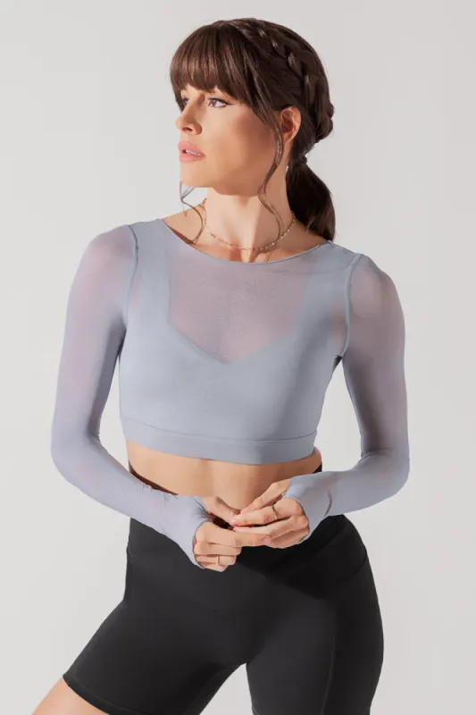 Coquette Long Sleeve Mesh Bra - Blue Stone sold by POPFLEX