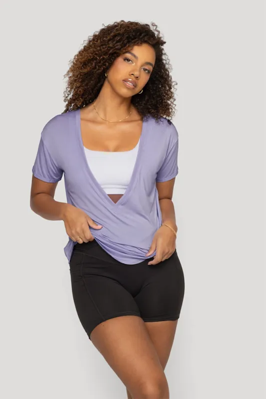 Reversible Deep V Tee - Lavender sold by POPFLEX