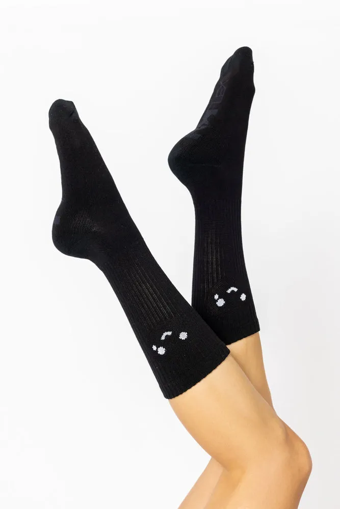 Happy Cry Face Mid-Calf Gym Socks - Black sold by POPFLEX product image thumbnail 2
