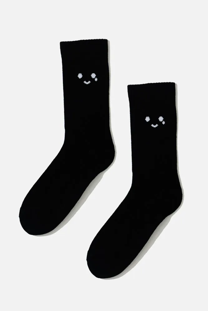 Happy Cry Face Mid-Calf Gym Socks - Black sold by POPFLEX product image thumbnail 3