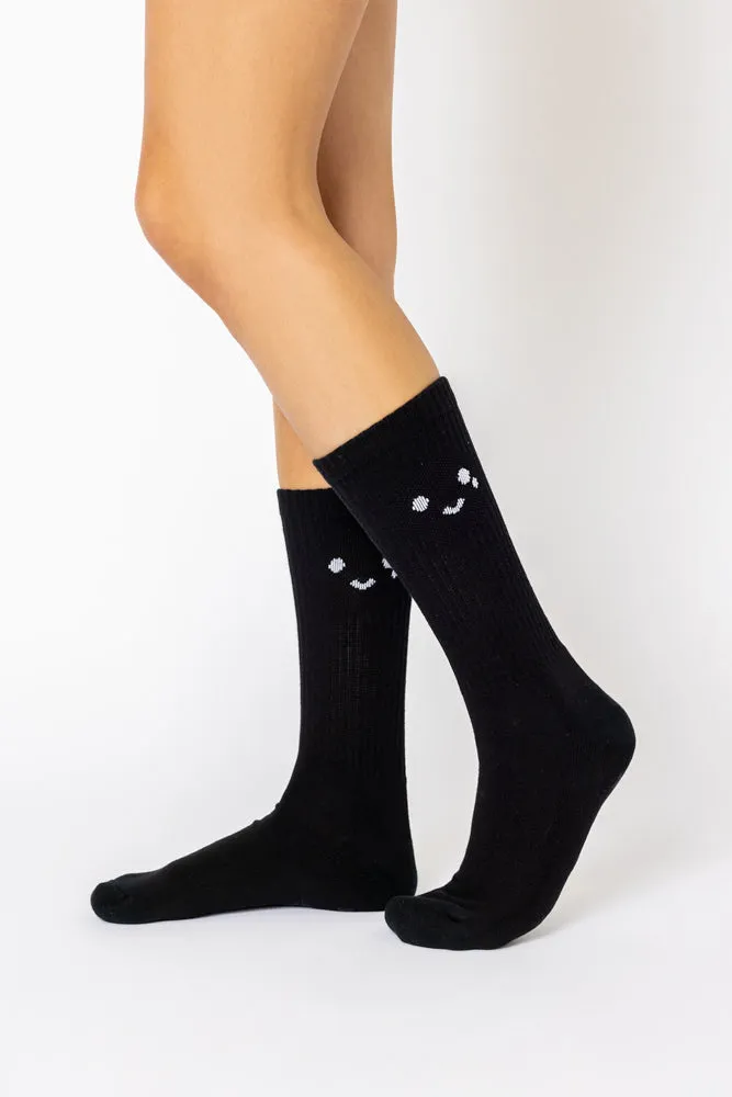 Happy Cry Face Mid-Calf Gym Socks - Black sold by POPFLEX