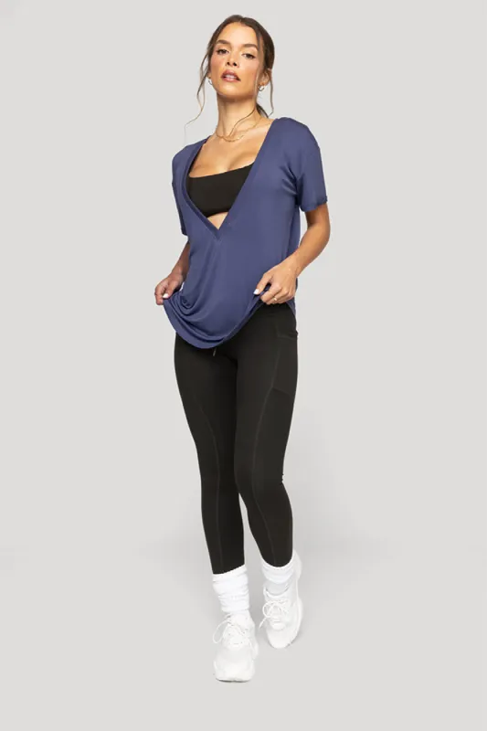 Reversible Deep V Tee - Nightshade Blue sold by POPFLEX