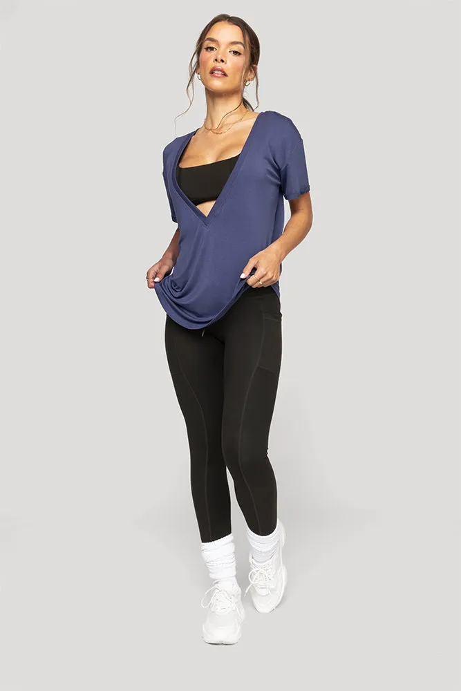 Reversible Deep V Tee - Nightshade Blue sold by POPFLEX