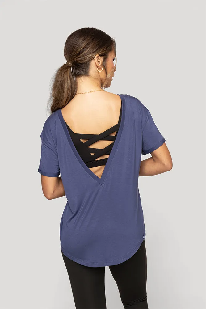 Reversible Deep V Tee - Nightshade Blue sold by POPFLEX product image thumbnail 4