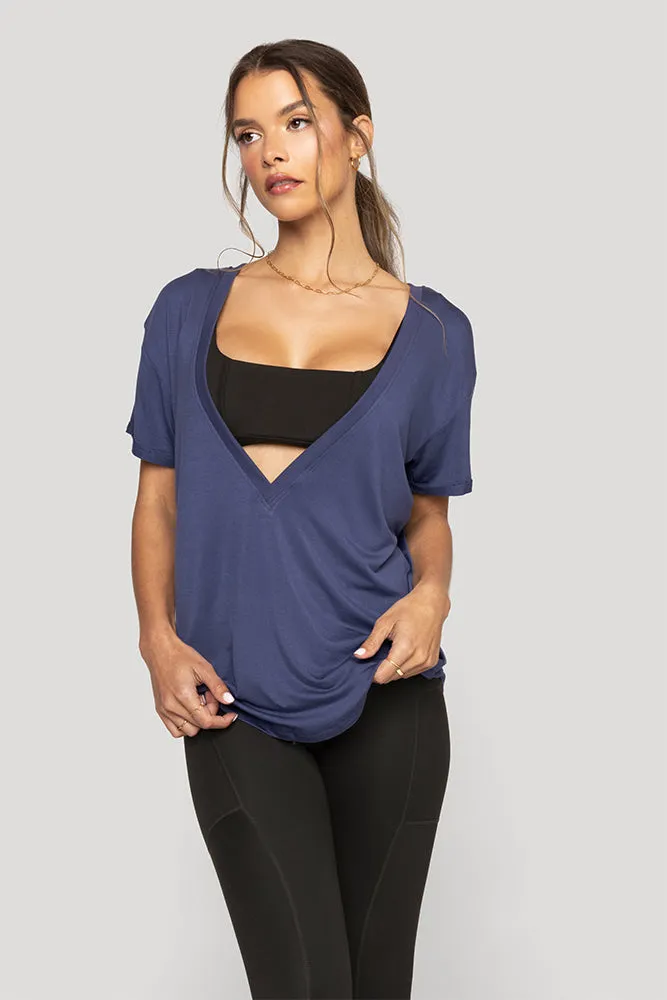 Reversible Deep V Tee - Nightshade Blue sold by POPFLEX product image thumbnail 5